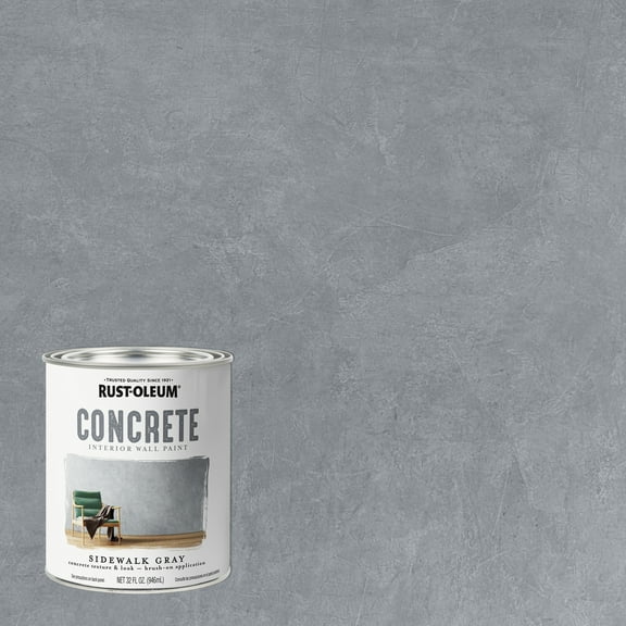 2 Pack, Sidewalk Gray, Rust-Oleum Concrete Interior Wall Paint- Quart