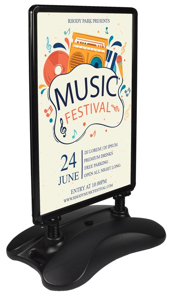 Black Aluminum Double-Sided Outdoor Poster Stand with Water-Fill Base
