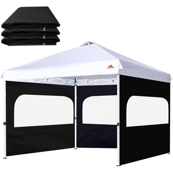 Sidewall for 10x10 Canopy Frame with Mesh Window and Zipper, 3 Pieces Sunwalls Only, (Black)