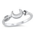 thumbnail image 1 of Sideways Crescent Moon Arrow Ring .925 Sterling Silver Band Jewelry Female Male Unisex Size 6, 1 of 4