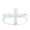 thumbnail image 1 of Sideways Cross Band Ring Lab Created White Opal 925 Sterling Silver Size 5, 1 of 6