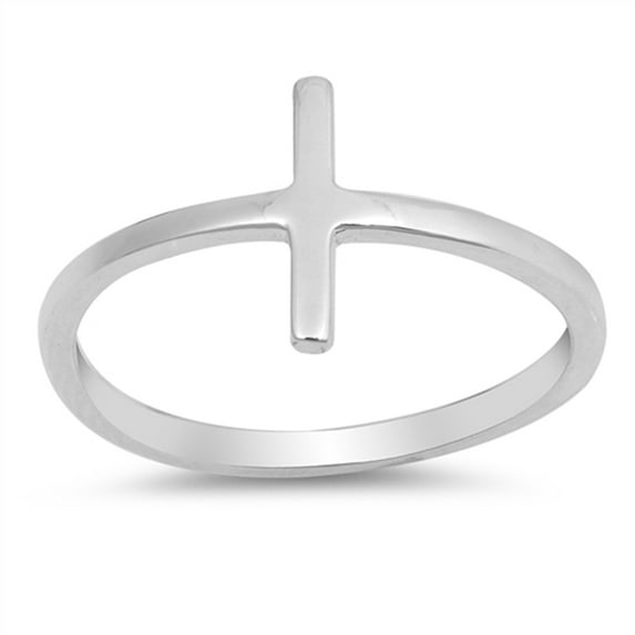 Sideways Cross Bar Stackable Love Ring .925 Sterling Silver Band Jewelry Female Male Unisex Size 7