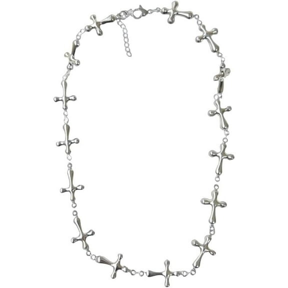 Sideways Cross Necklace for Women Multi Crosses Charm Necklace Stainless Steel Cross Pendant Necklaces Personality Religious Faith Charm Choker Costume Jewelry Gift