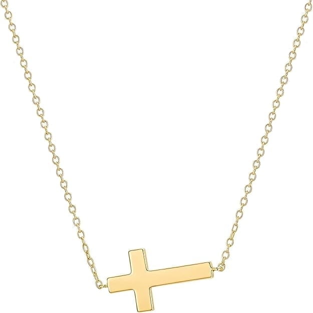 Leonid Meteor Shower Sterling Silver Sideways Cross Necklace - 16" Chain, Bridal & Wedding Jewelry Gift