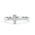 thumbnail image 1 of Sideways Cross Petite Dainty Ring Lab Created White Opal 925 Sterling Silver Size 9, 1 of 5