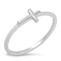 Sideways Cross Promise Ring .925 Sterling Silver Thin Band Jewelry Female Male Unisex Size 3