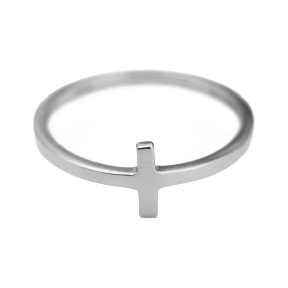 Sideways Cross T Stackable Ring in 14k White Gold Unisex | Artisan Carat