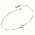 thumbnail image 1 of Sideways Crosses Sterling Silver Rhodium-plated CZ Sideways Cross w/1in Ext Bracelet, 1 of 3