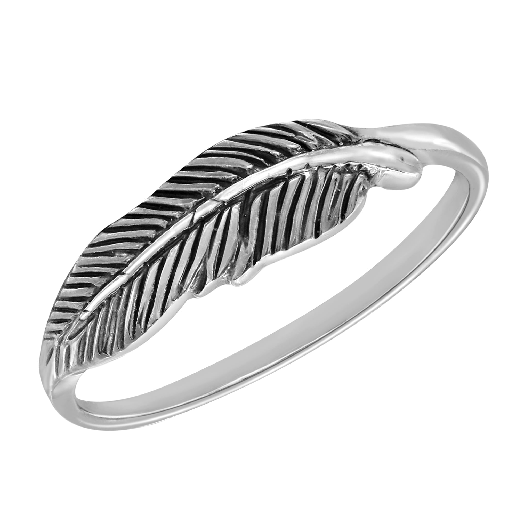 Sterling Silver Sideways Stamped Feather Band Sterling Silver Sideways Stamped Feather Band