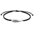 thumbnail image 1 of Sideways Heaven's Black Angel Wing Sterling Silver Charm on Black Adjustable Bracelet for Female Adult and Teens, 1 of 5