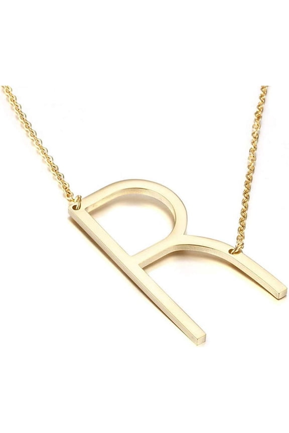 Sideways Initial Necklace 18K Gold Plated Stainless Steel Large Big Letters Pendant Necklace Script Name Monogram Necklaces For Women[o1138]