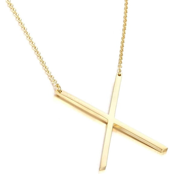 Sideways Initial Necklace 18K Gold Plated Stainless Steel Large Big Letters Pendant Necklace Script Name Monogram Necklaces For Women[o1144]