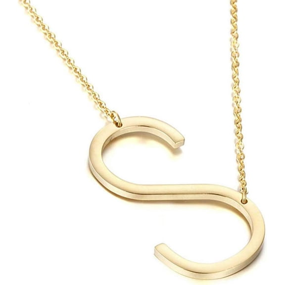 Sideways Initial Necklace 18K Gold Plated Stainless Steel Large Big Letters Pendant Necklace Script Name Monogram Necklaces For Women[o1150]