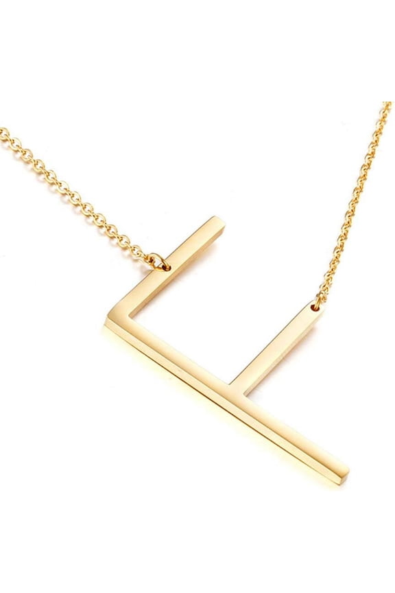 Sideways Initial Necklace 18K Gold Plated Stainless Steel Large Big Letters Pendant Necklace Script Name Monogram Necklaces For Women[o1152]