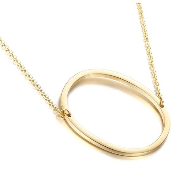 Sideways Initial Necklace 18K Gold Plated Stainless Steel Large Big Letters Pendant Necklace Script Name Monogram Necklaces For Women[o1156]