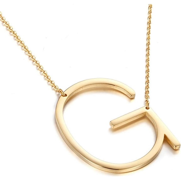 Sideways Initial Necklace 18K Gold Plated Stainless Steel Large Big Letters Pendant Necklace Script Name Monogram Necklaces For Women[o1157]