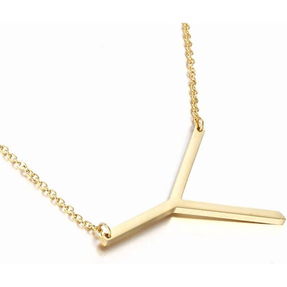 Sideways Initial Necklace 18K Gold Plated Stainless Steel Large Big Letters Pendant Necklace Script Name Monogram Necklaces For Women[o1160]