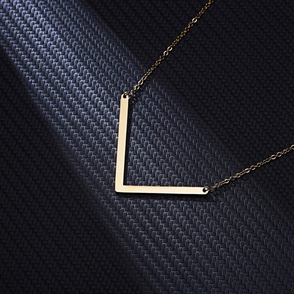 Sideways Large Initial Necklace 18K Gold Plated Stainless Steel Big Letter Script Name Monogram Pendant Necklace For Women Gift(From Alphabet 26 A-Z)[o5392]