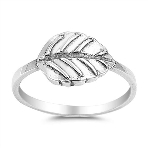 Sideways Leaf Ring .925 Sterling Silver Band Jewelry Female Male Unisex Size 8