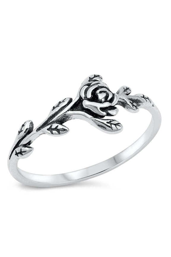 Sideways Leaf Rose Ring .925 Sterling Silver Band Jewelry Female Male Unisex Size 9