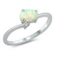 thumbnail image 1 of Sideways Oval White Simulated Opal Cubic Zirconia Ring Sterling Silver Size 8, 1 of 3