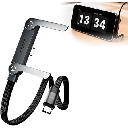 Sideways Phone Charger - 2-in-1 Invisible Holder Charger Cable with 90° Angle, 240W Fast Charging Cord & Built-in Phone Stand, Horizontal Charging for Watching Videos & Gaming