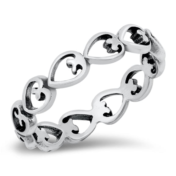 Sideways Promise Heart Eternity Ring .925 Sterling Silver Band Jewelry Female Male Unisex Size 5