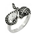 thumbnail image 1 of Sideways Teardrop Cubic Zirconia Snake Ring Two Tone Rhodium Plated Sterling Silver Size 8, 1 of 3