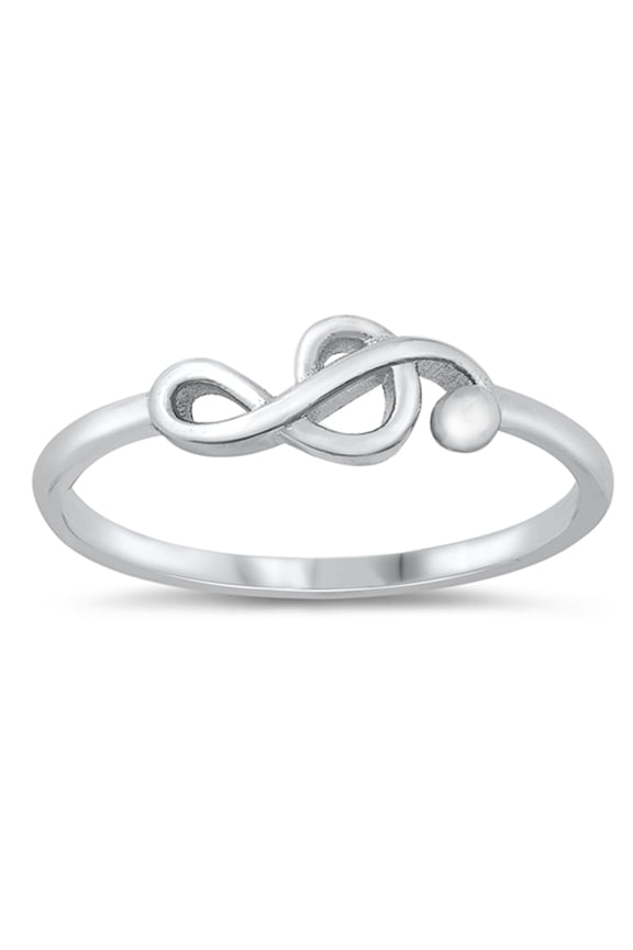 Sideways Treble Clef Music Note Ring .925 Sterling Silver Band Jewelry Female Male Unisex Size 5