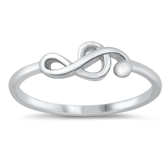 Sideways Treble Clef Music Note Ring .925 Sterling Silver Band Jewelry Female Male Unisex Size 6