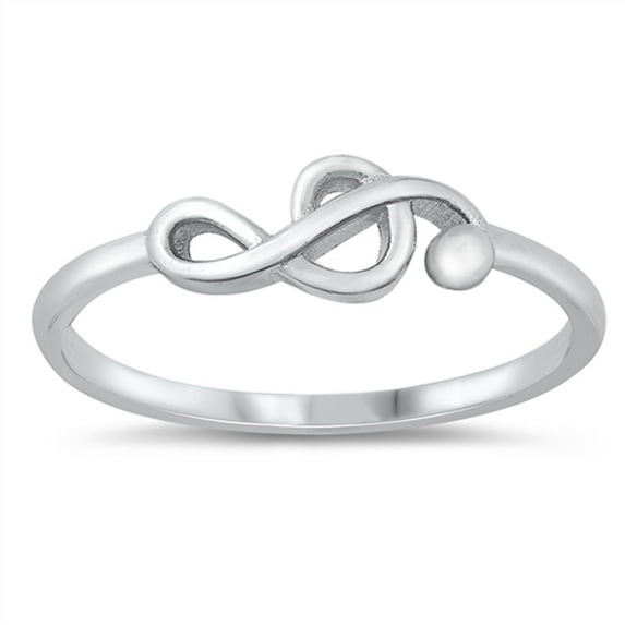 Sideways Treble Clef Music Note Ring .925 Sterling Silver Band Jewelry Female Male Unisex Size 7