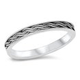 thumbnail image 1 of Sideways Weave Wave Stacking Ring .925 Sterling Silver Band Jewelry Female Male Unisex Size 4, 1 of 4