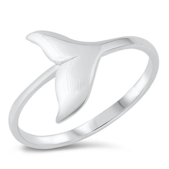 Sideways Whale Tail Animal Ring .925 Sterling Silver Band Jewelry Female Male Unisex Size 9