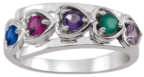 Sideways heart personalized birthstone ring by Jewelster