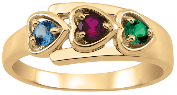 Sideways Heart Personalized Birthstone Ring in 10k Gold by Jewlster