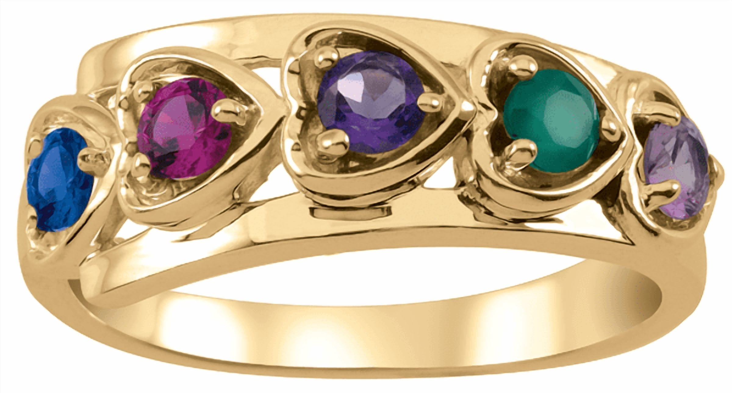 Jewlster Sideways Heart Personalized Birthstone Ring in Gold Plated Sterling Silver