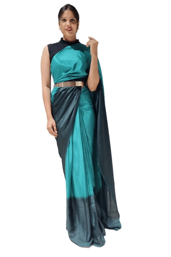 Women's Woven Synthetic Saree With Blouse Piece (Faluda Rama_Green, C Rama)