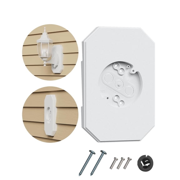 Siding Light Mounting Block, 8141DBL White Outdoor Mounting Plate kit with Built-in Electrical Box, Vinyl Siding Block for 1/2 inch Double, 1 Pack