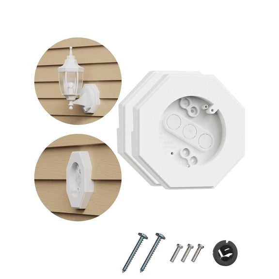 Siding Mounting Block, 8141 White Outdoor Light Mounting Kit with Built-in Electrical Box, Vinyl Siding Block for 1/2 inch Double, 2 Pack