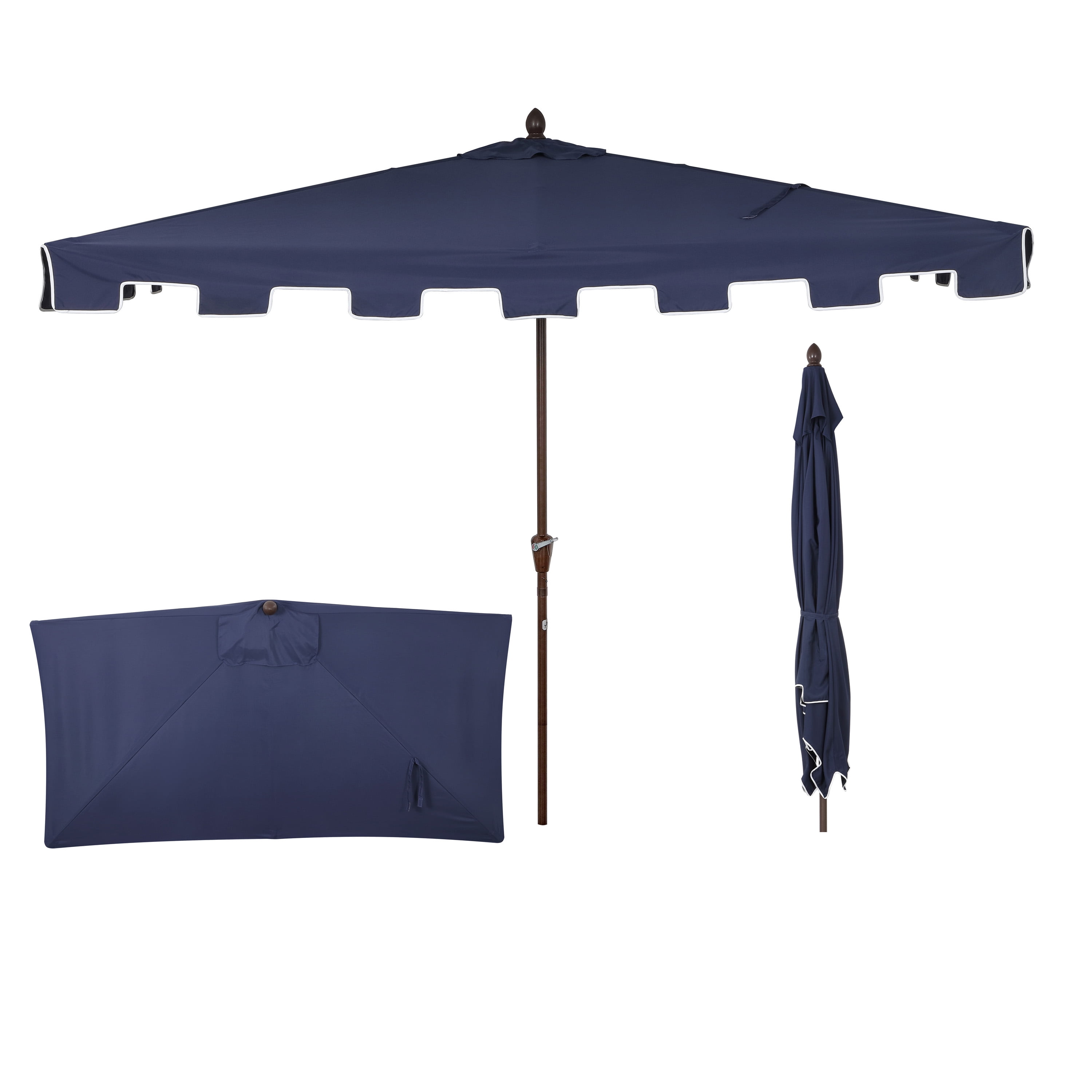 abba patio 11ft patio umbrella Abba Patio 11ft Outdoor Patio Umbrella w/ Push Button Tilt and Crank, 6 Ribs-Dark Blue, Size: 11'