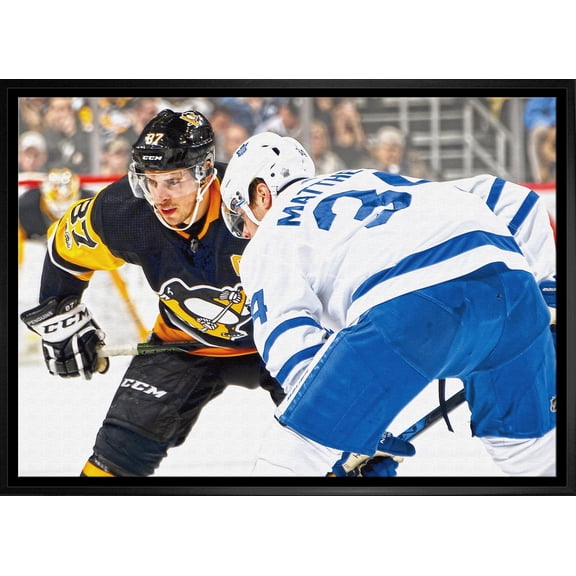 Sidney Crosby & Auston Matthews Framed 20x29 Face-Off Canvas