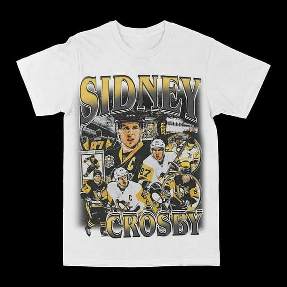 Sidney Crosby Graphic T-Shirt, Vintage Sport Ice Hockey Shirt, For Fan,white color,size L