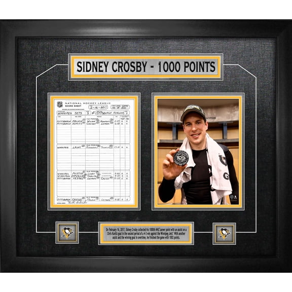 Sidney Crosby Pittsburgh Penguins Framed 1000th Point Collage with Scoresheet