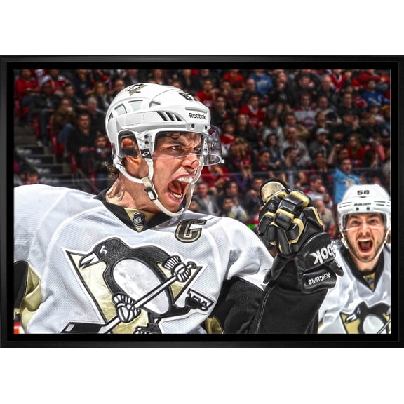 Sidney Crosby Pittsburgh Penguins Framed 20x29 Goal Celebration Close-Up Canvas