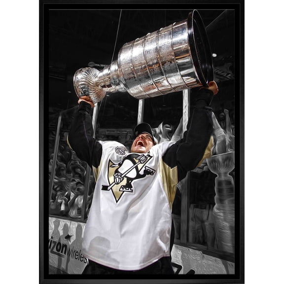 Sidney Crosby Pittsburgh Penguins Framed 20x29 Raising Cup Spotlight Canvas