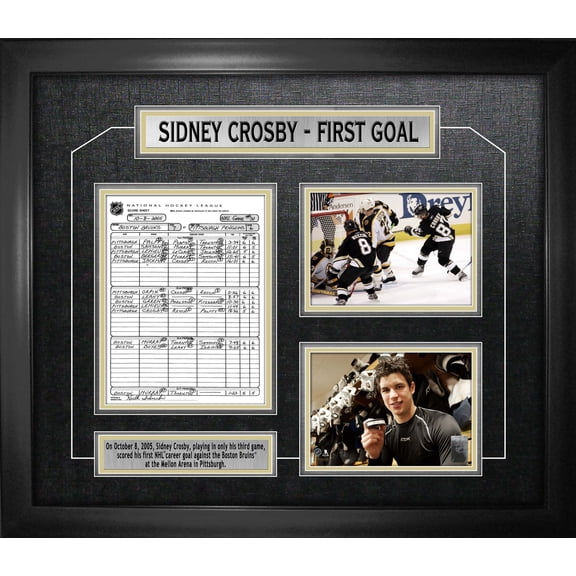 Sidney Crosby Pittsburgh Penguins Framed First Goal Collage with Scoresheet