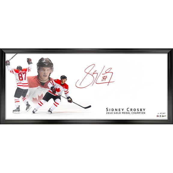 Sidney Crosby Signed 18x44 Framed Print Team Canada 2010 Oversize Signature (Limited Edition of 87) Officially Licensed NHL/NHLPA Authentic Hand-Signed Autograph by Frameworth Sports Marketing