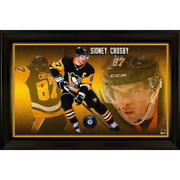 Sidney Crosby Signed Puck in a PhotoGlass Frame Penguins Pittsburgh Penguins Officially Licensed NHL/NHLPA Authentic Hand-Signed Autograph by Frameworth Sports Marketing Premium Sports Memorabilia