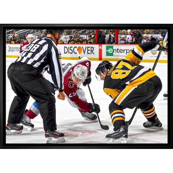 Sidney Crosby and Nathan MacKinnon Framed 20x29 Faceoff Canvas