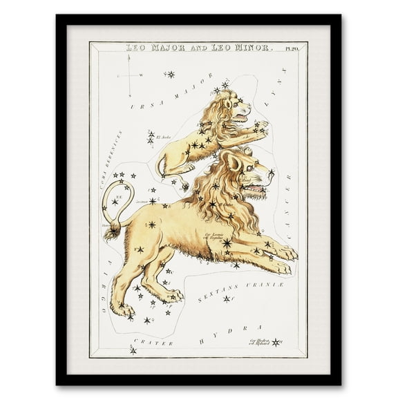 Sidney Hall Vintage Leo Constellation Illustration Framed Wall Art Print A3